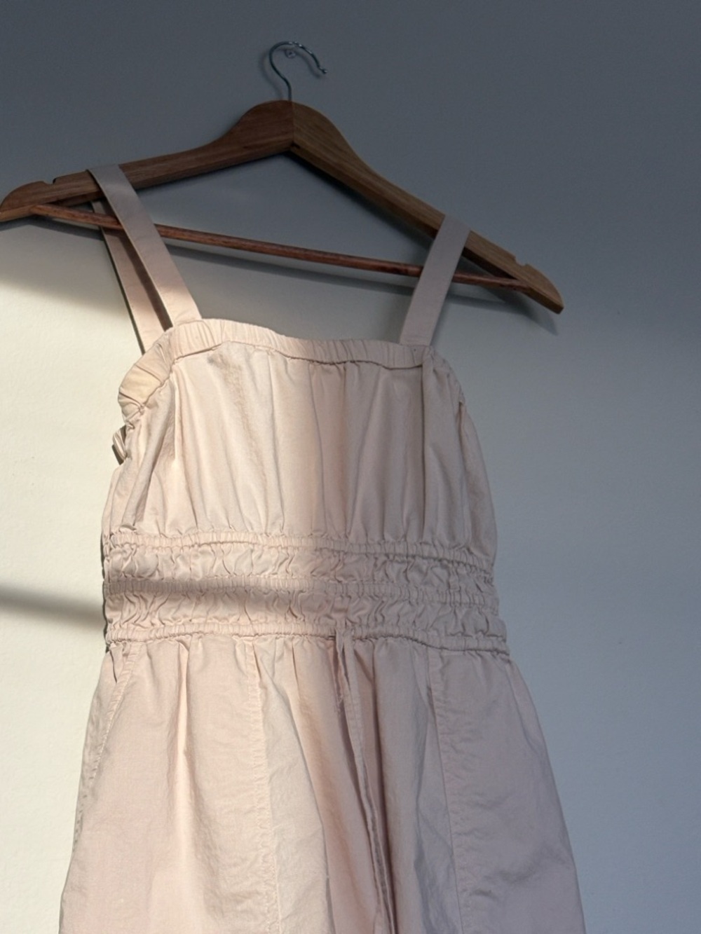 100% Cotton Beige Smocked Waist Sundress small